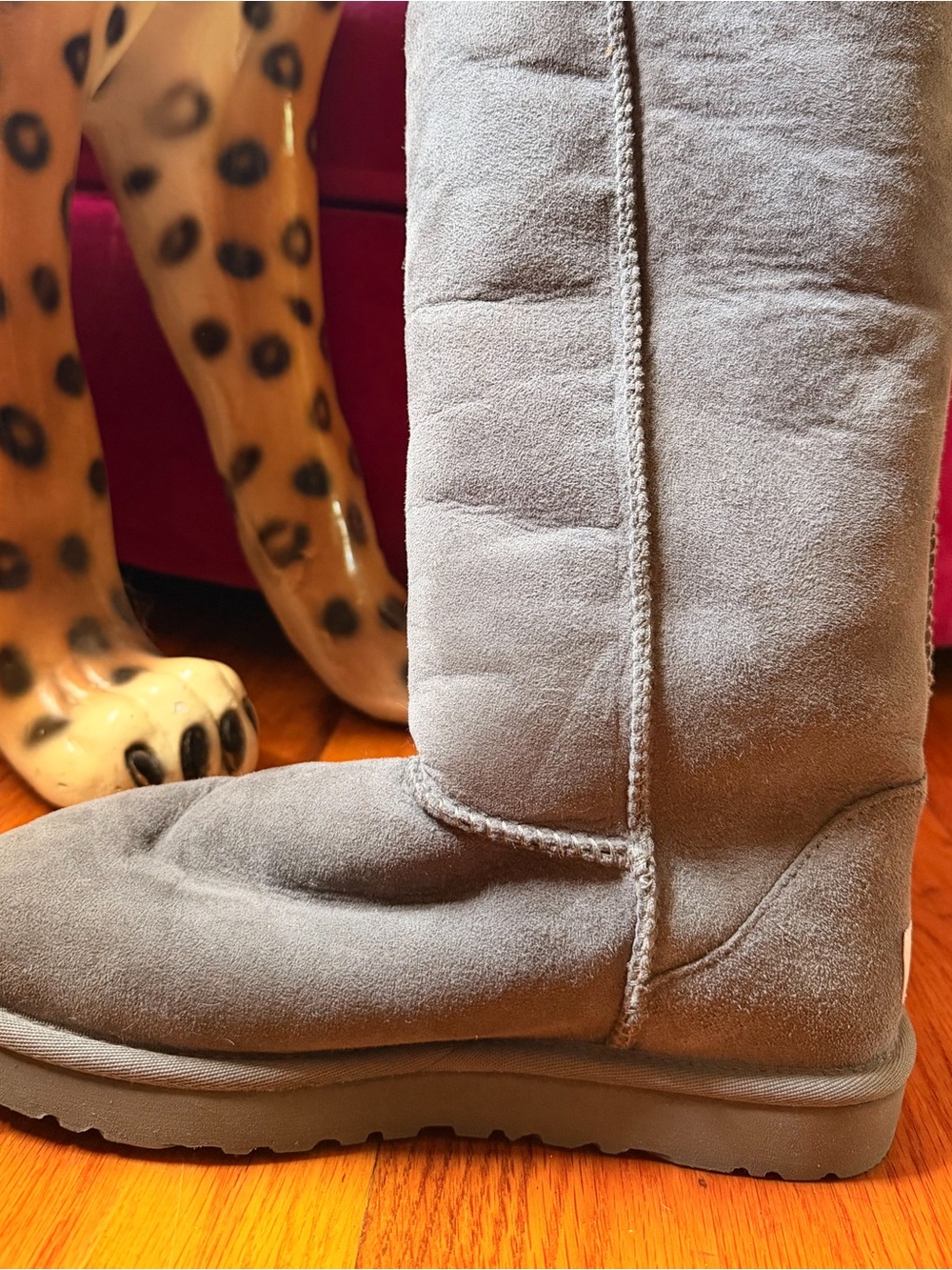 UGG Gray Suede Fleece-Lined Mid-Calf Boots - Picture 8 of 9